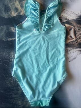 H&M Aqua Ruffle Back One-Piece Swimsuit